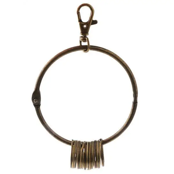 4x Vintage Style Large Key Alloy Key Chain Holder with 10pcs Rings