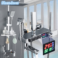 Chrome Digital Bathroom Shower System for Bathroom Accessories Brass Bathroom Mixer Faucet Thermostatic Digital Shower Set