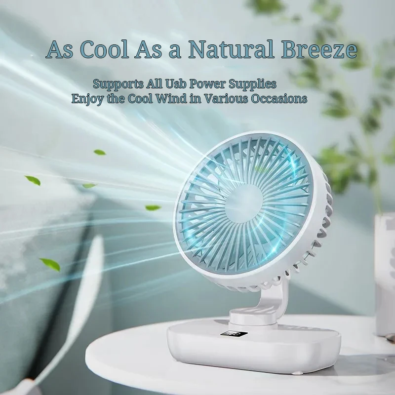 

CAFELE Desk Fan Wall-mounted 2000 mAh Rechargable USB Fan Auto-Swing 5 Gears Summer Home Cool Gadgets With Battery Display