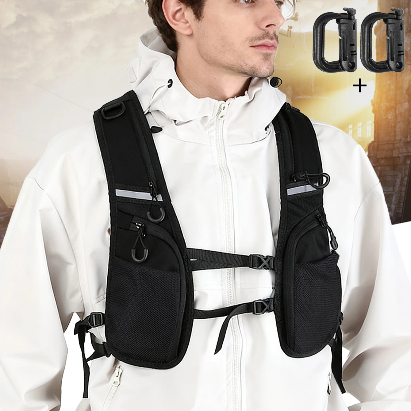 

Мужской многофункциональный жилет из гладкой ткани и регулируемой окружностью талии, легкий и подходит для занятий спортом на открытом воздухе.