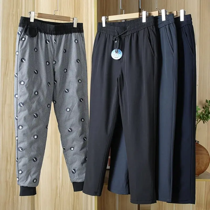 

Мужские повседневные уличные брюки из пуха, ветрозащитные, водонепроницаемые, модные, городские, длинные, осенне-зимние, теплые, пушистые, однотонные