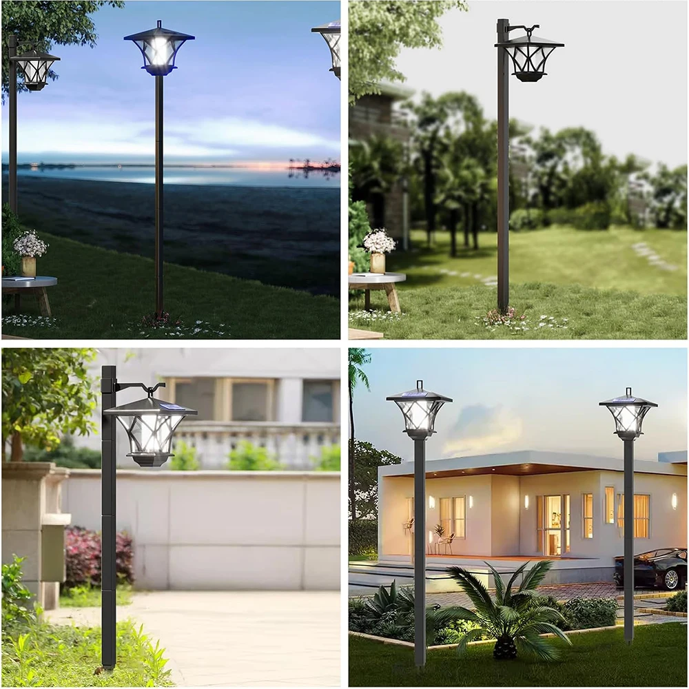 Solar Post Light Waterproof Simple Installation High Brightness Auto On/Off Solar Lamp Retro Style Decorative Landscape Light