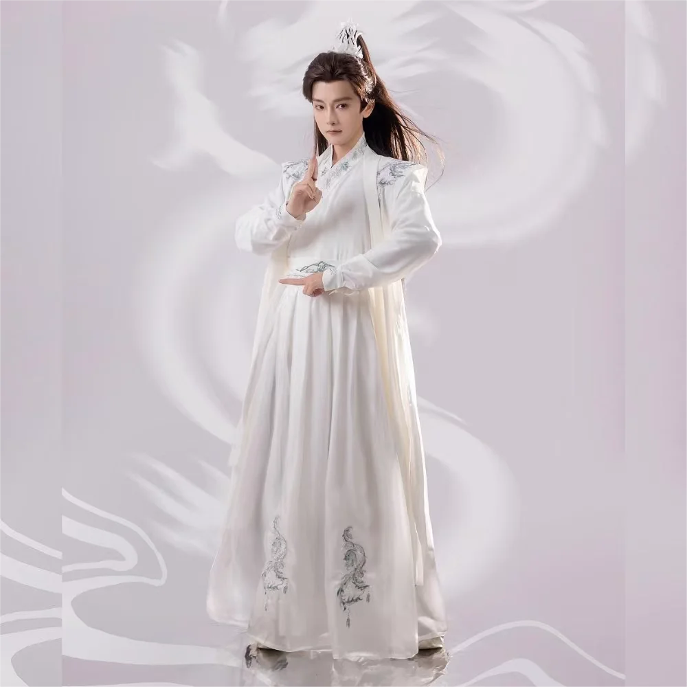 Original Men's Embroidery Hanfu Traditional Spring Summer Cross Collar Chivalrous knight Costume RetroAncient Swordsman Clothing