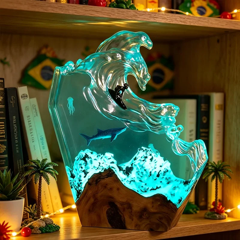 Marine Whale Lamp Ocean Resin Art Creative Unique Figures For Home Desk Bedroom Tabletop Decor Nightlight Cute Gift Wholesale