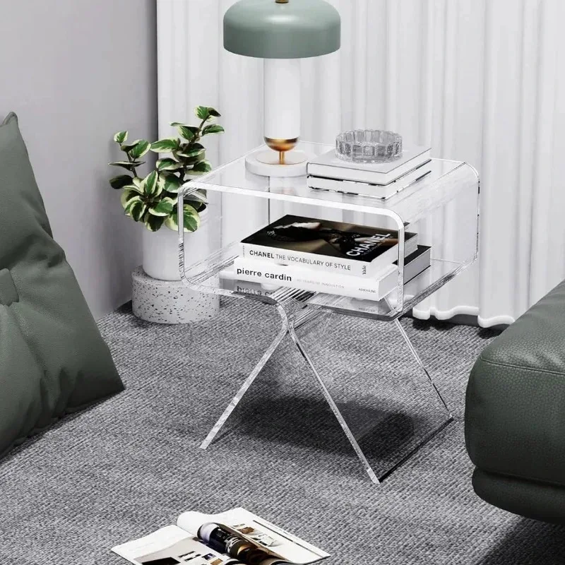 Acrylic Side Table End Table for Living Room Small Mini Coffee Table Nightstands for Bedroom