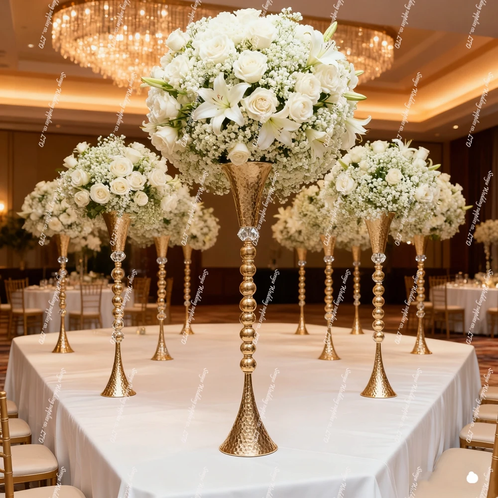 

10pcs)f30 60-100cm sliver/white/black Gold Metal Flower Stand Pedestal vase Wedding Table Decorative Accessory for Centerpieces