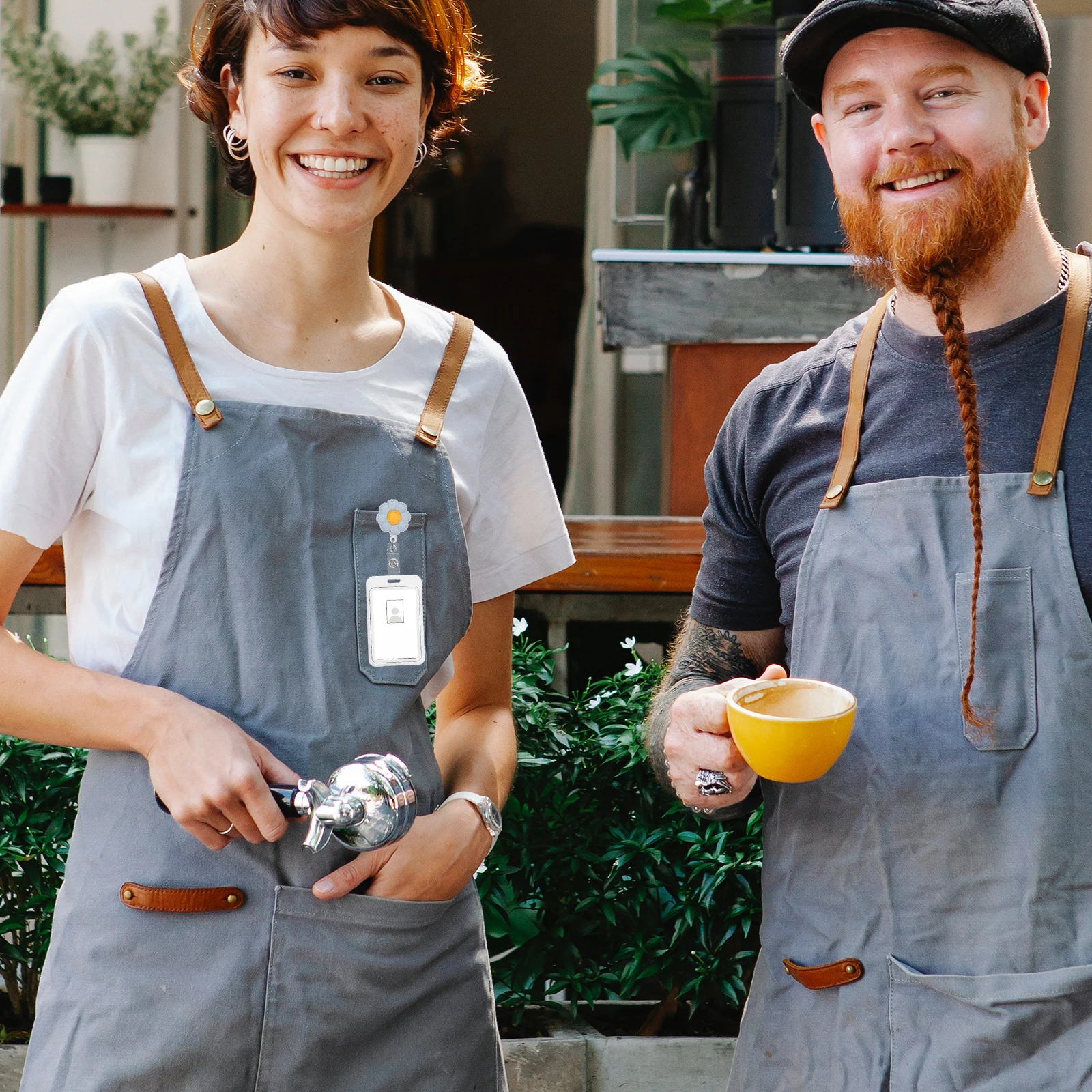 

2Pcs Sunflower Badge Clip Retractable Name Tag Holder Firm Grip Badge Reel for Medical Staff Government Employee Outdoor