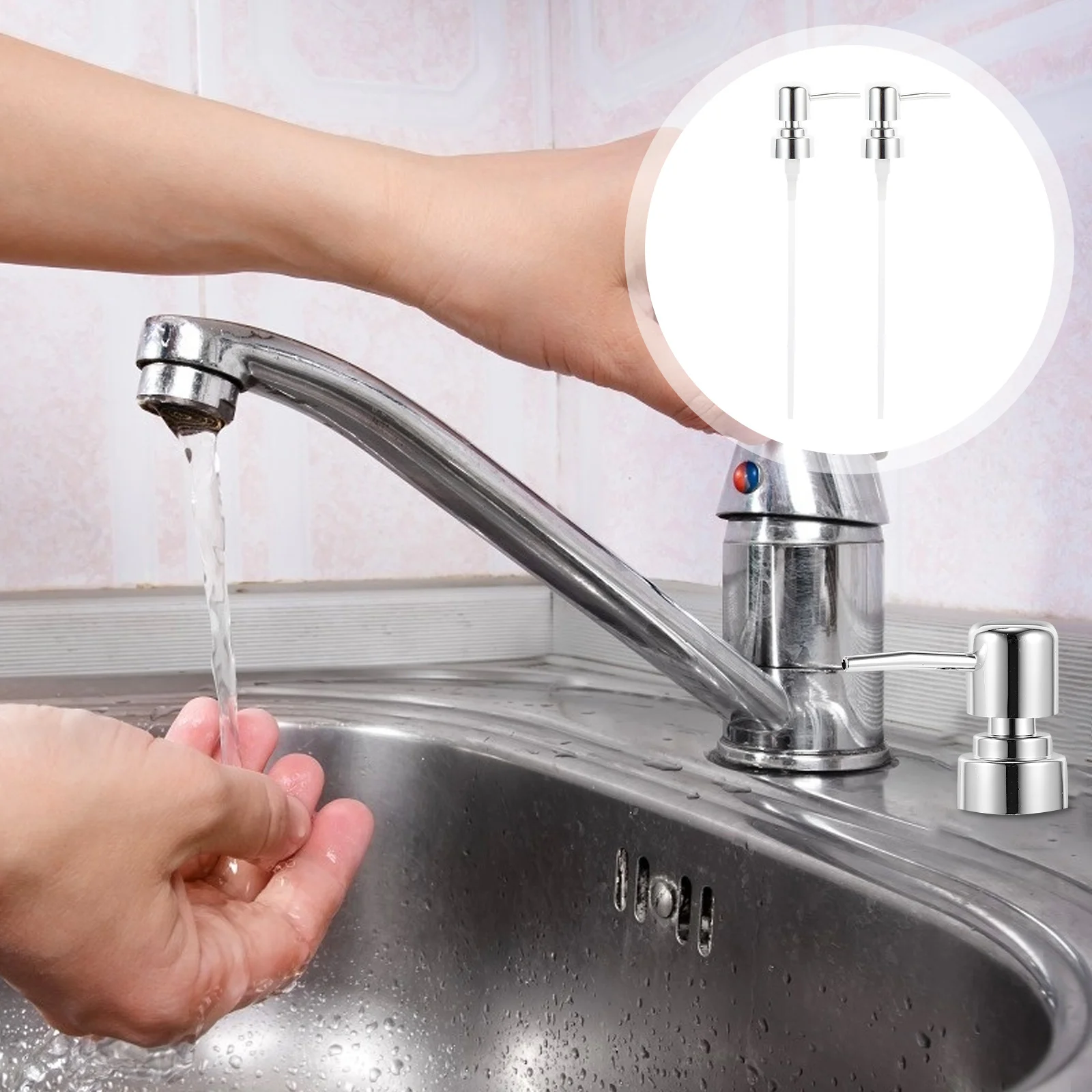 

2pcs Press Type Dispenser Pump Replacement Lotion Bottle Soap Dispenser Pump Head 20Cm Tube Home Kitchen Bathroom Fit 2.5Cm