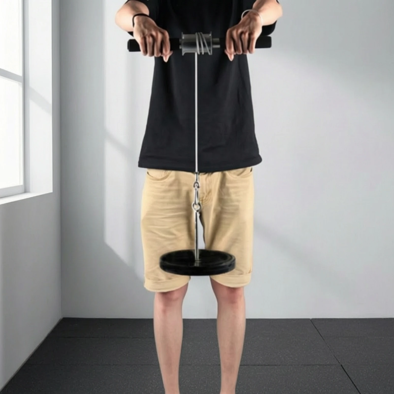吊り下げコード付きアームローラー、重量プレート付きヘビーデュ - Wrist Roller Forearm のレビューと価格