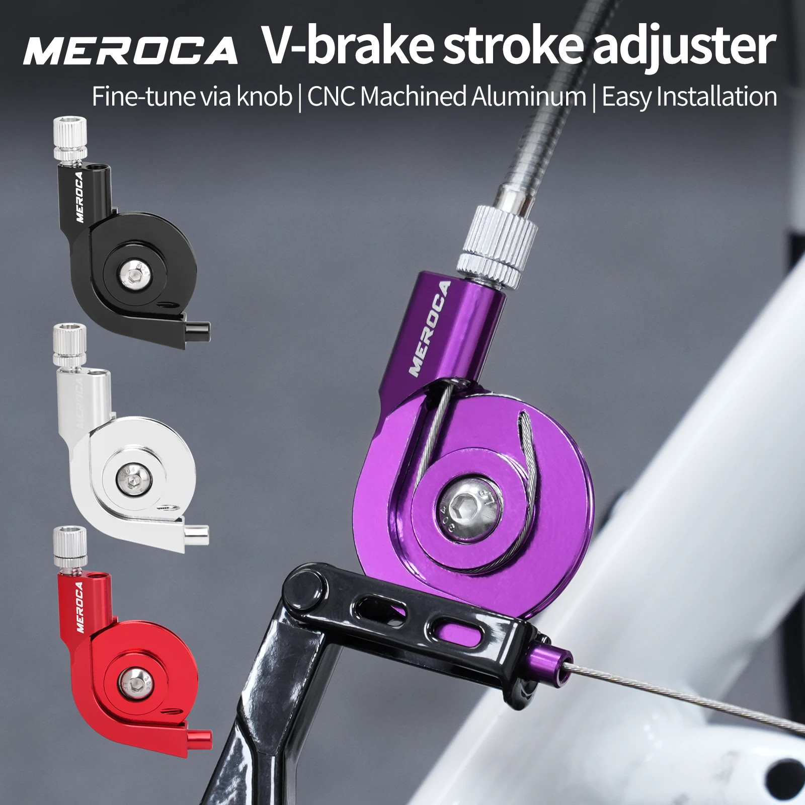 MEROCA Fahrrad V-Bremsen-Verstelladapter aus CNC-Aluminiumlegierung, V-Bremsen-Regler, Mikro-Einsteller für Rennräder und Falträder