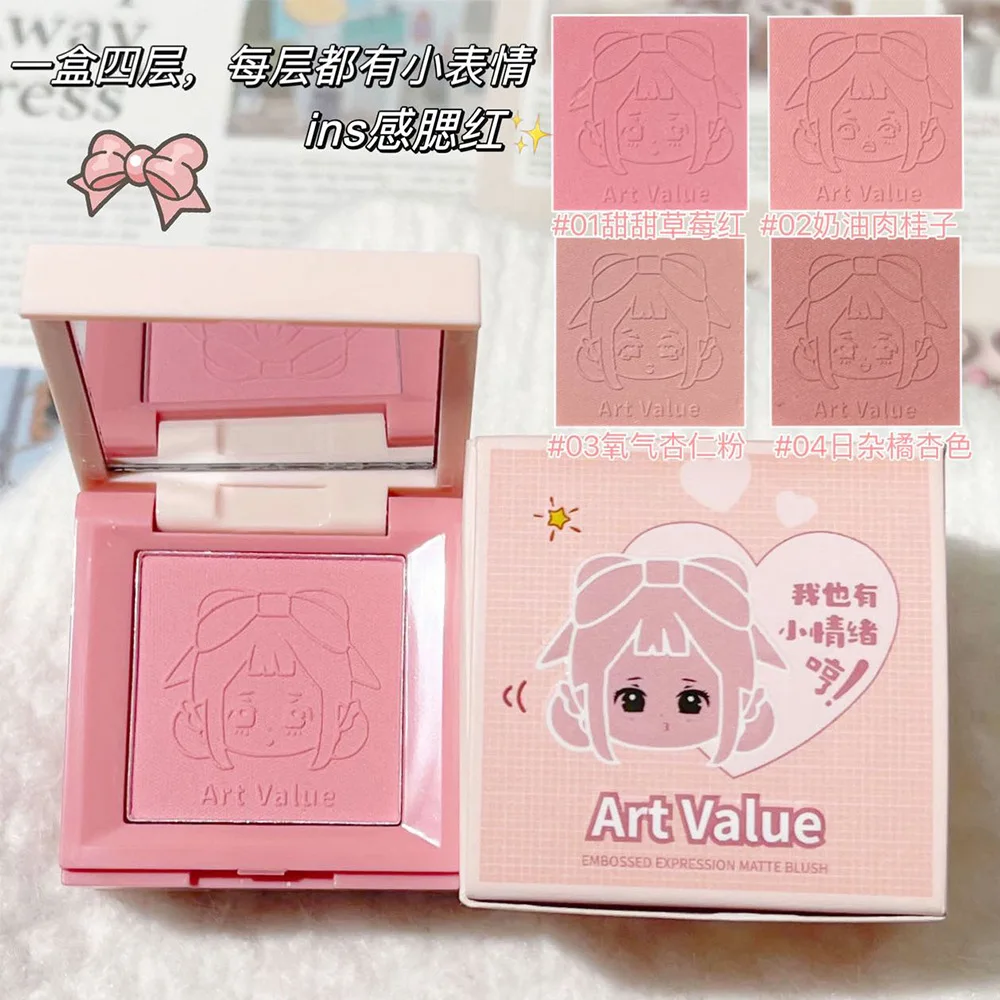 4-in-1 Reliëf Matte Blush Make-up Palet Naakt Oogschaduw Wang Blusher Contouren Vierlaags Alles-in-één Doos Verhelderende Huid