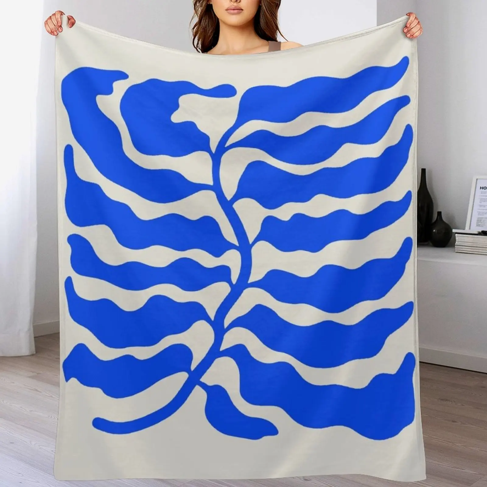 Wild Ferns: Ultramarine Blue Edition Art Print Mid-Century Edition Throw Blanket Stuffeds Soft Big for babies Travel Blankets