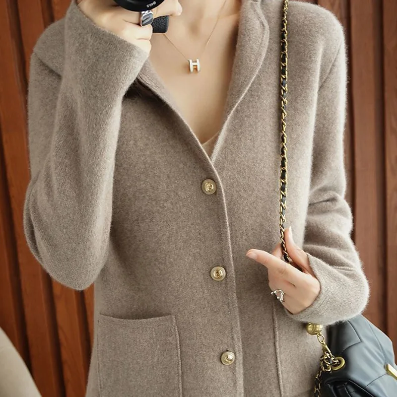 Korean Version Suit Sweater Outerwear Women\'s 2022 Autumn and Winter New Knitted Cardigan Women\'s Short Thickened Outerwear Top
