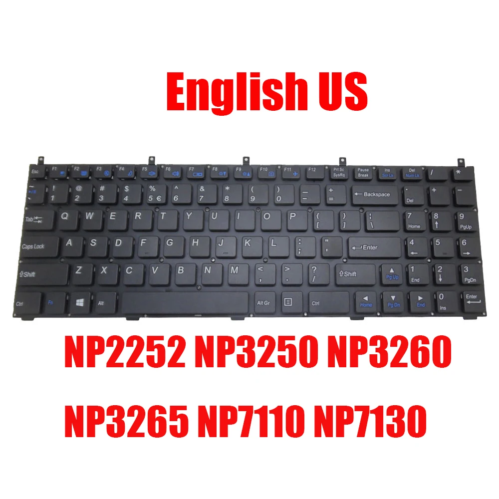 

English US Laptop Keyboard For Sager NP2252 NP3250 NP3260 NP3265 NP7110 NP7130 W25AEU W251HPQ W25AES W25AEF B7110 B7130 New