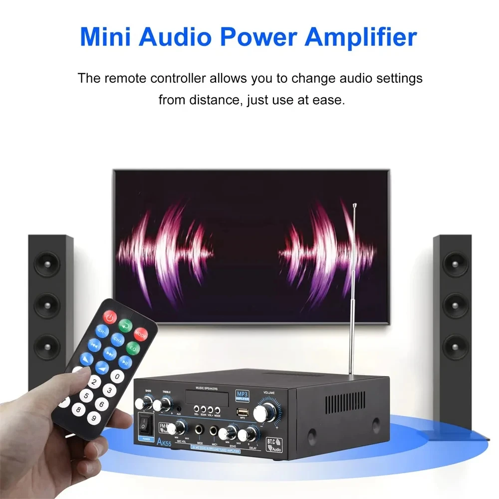 AK55 HiFi مضخم رقمي قناة 2.0 بلوتوث الصوت المحيطي أمبير ماكس الطاقة 90Wx2 المتكلم للمنزل سيارة BT 5.0 الصوت أمبير