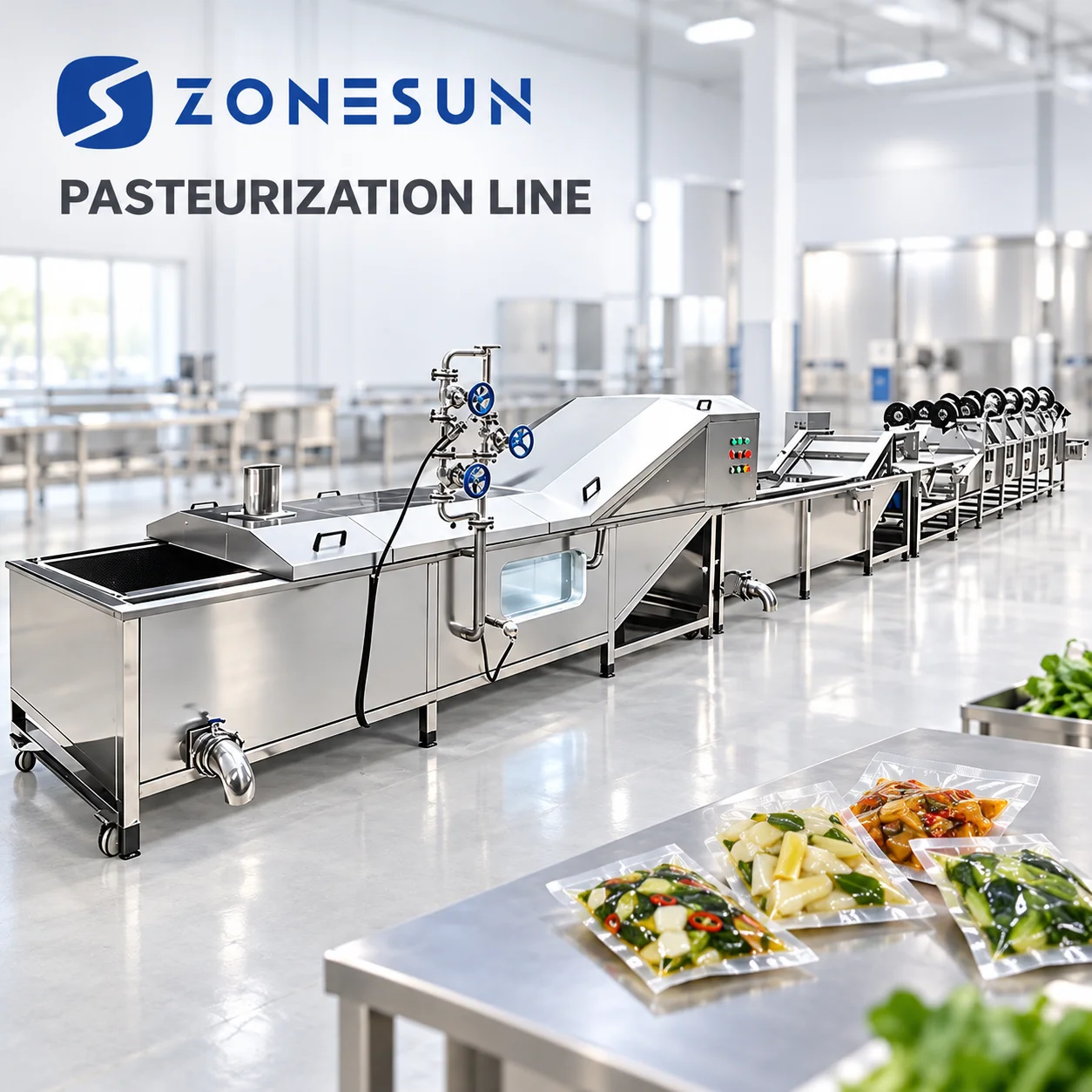 ZONESUN ZS-PM3 Spray Pasteurization Production Line Food and Beverage Pickle Product Processing