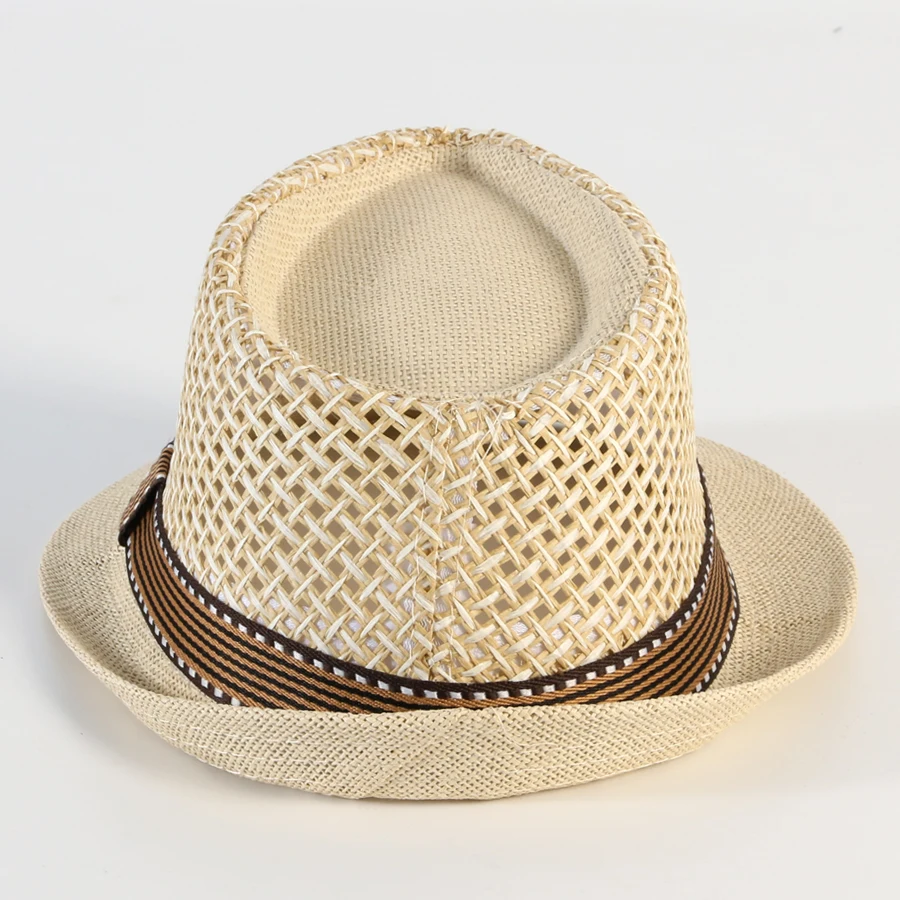 Straw Hats Fedora Hat Panama Caps Derby Trilby Hat Summer Straw Sun Hats Adult Men Cap Mens Bowler Breathable Sunhat Beach Caps