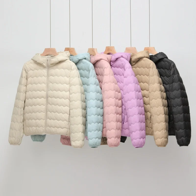 Autunno e inverno nuove signore 2025 piumino con cappuccio semplice cappotto caldo casual coreano 90% piuma d'anatra bianca giacca da donna