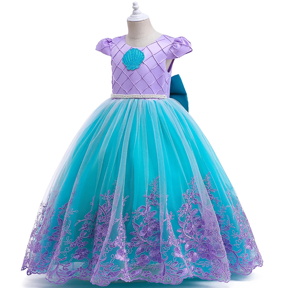 Baby Girl Embroidery Mermaid Dress Kids Princess Ariel Cosplay Costume Girl Birthday Party Christmas Costumes for 2-10 Years