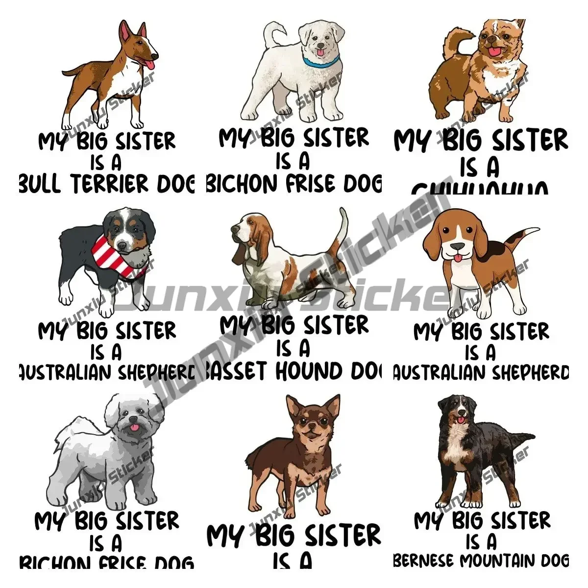 Bernese Mountain Dog Sticker Chihuahua Decal Corgi Sticker My Big Sister Is A Dog Sticker Animal Prints Premium Quality Decal