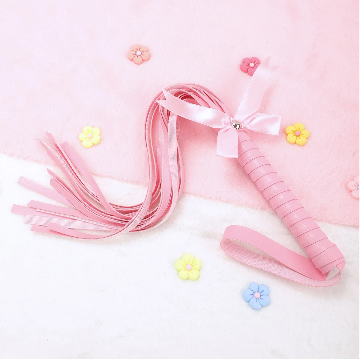 4 Colors Fetish PU Leather Bow Whip Flogger Handle Spanking Paddle Flirting BDSM Adult Game Erotic Sex Toys for Women Couples