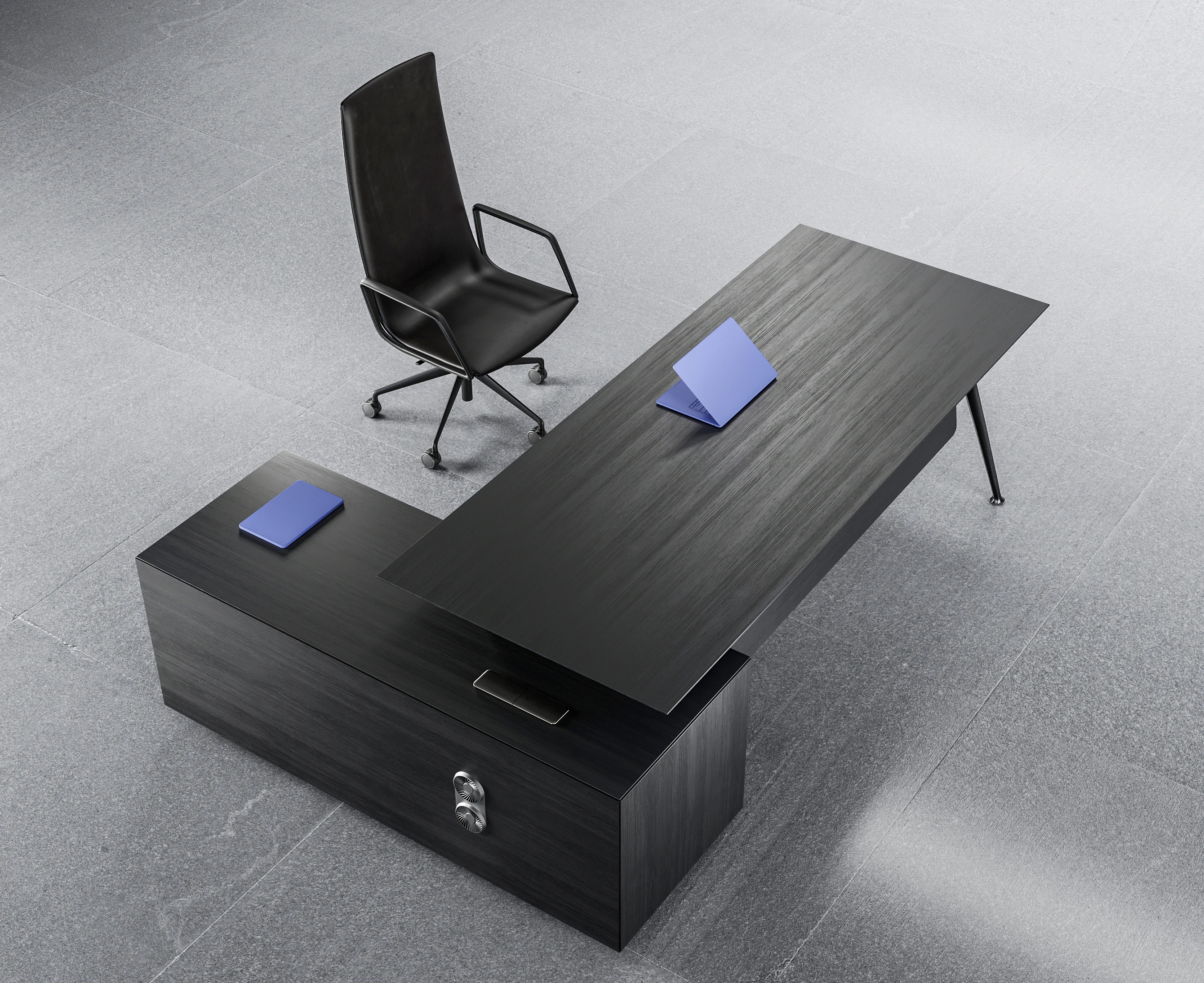 Luxury Modern CEO Workstation Convertible And Extendable Executive Office Desk With Storage Cable Management Drawers