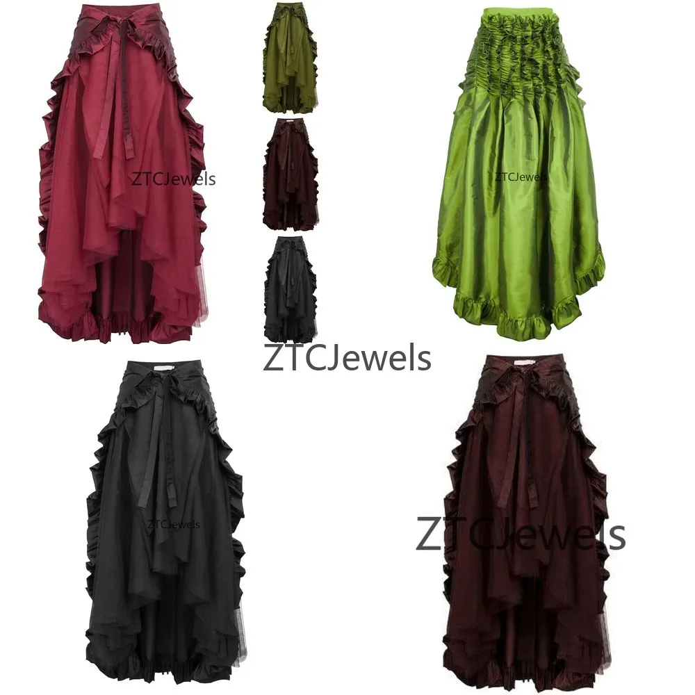 Steampunk Viktorianisches Cosplay-Kleid Gotischer Piraten-Tüllrock Mittelalterliches Rüschen-Wickelkleid für Damen in Übergrößen