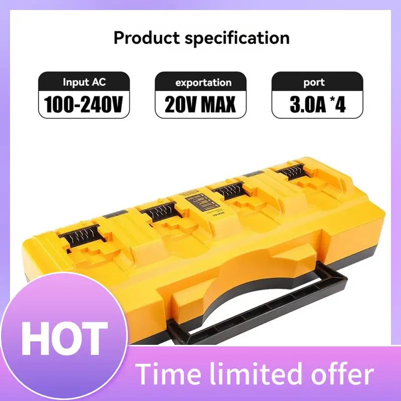

ABFN-Portable 4-Slot Charger DCB104 Replacement Charger For Dewalt 20V Compatible With Multiple Dewalt Batteries UK Plug