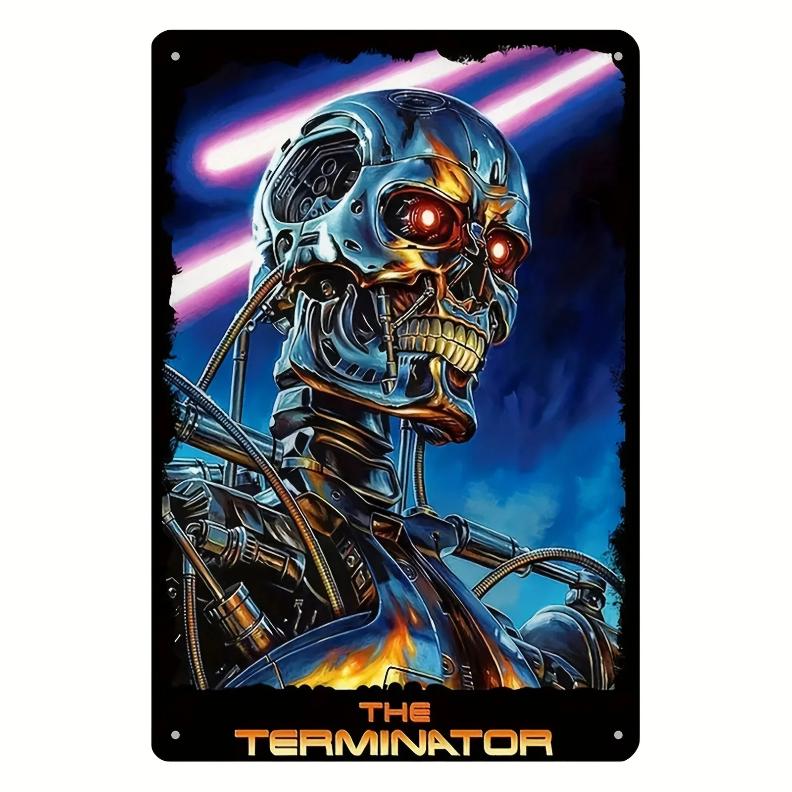 Terminator-Inspired  Metal Tin Sign - Vintage Sci-Fi Robot Wall Art, Waterproof & Indoor/Outdoor Decor for Home, Bar, Cafe, Gara