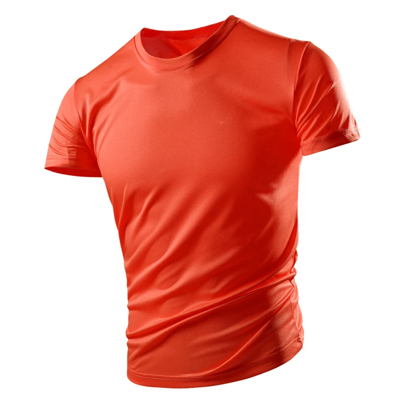 New Summer Men\'s Half-sleeved Ice Silk Breathable Sports Fitness Sweat-absorbing Quick-drying Short-sleeved T-shirt Men And Wome