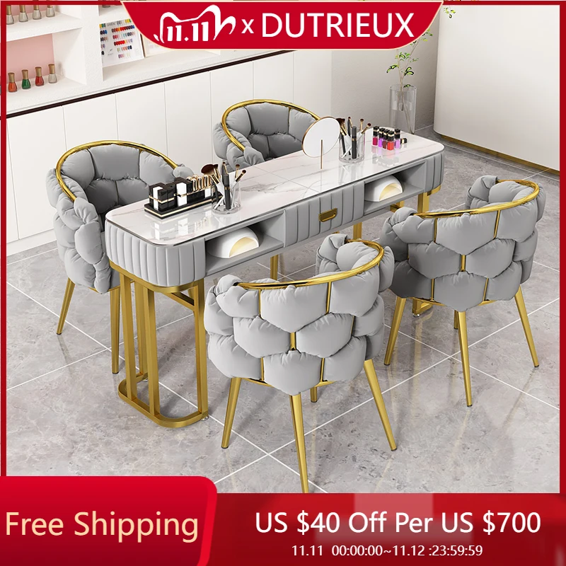 

Designer Accessories Nail Desk European Makeup High Quality Aesthetic Nail Desk White Simple Salon Wood Nageltisch Furniture
