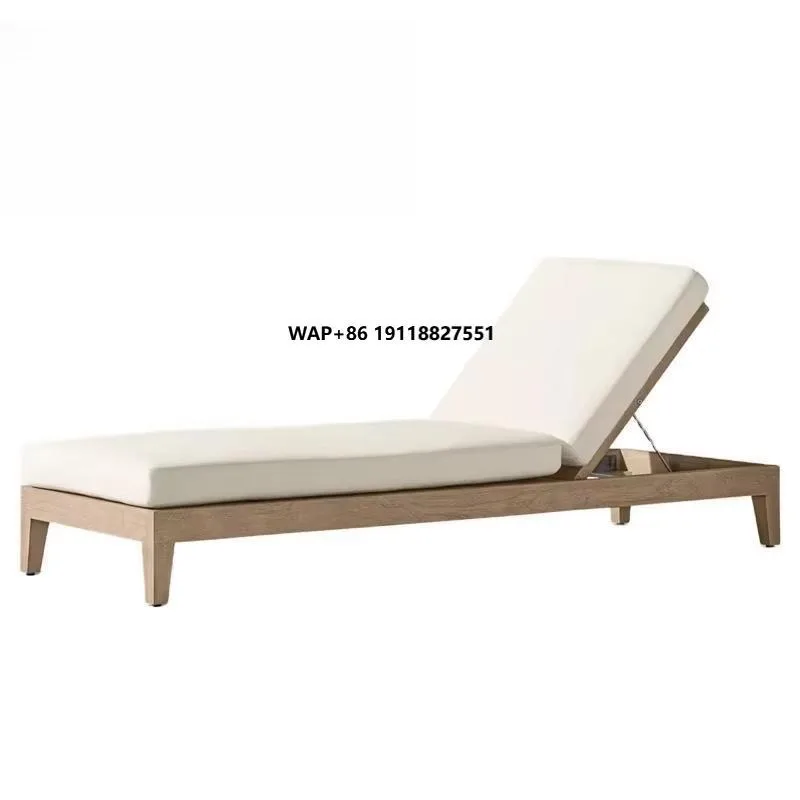 سرير أريكة حديث في الهواء الطلق لحمام السباحة، سرير نهاري للفندق، كرسي استرخاء للتشمس في الحديقة، كرسي خشبي من خشب الساج قابل للتعديل