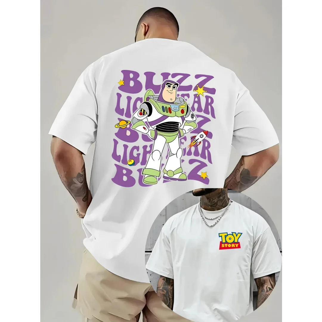 Футболка с короткими рукавами и рисунком «История игрушек Диснея», летняя модная спортивная мужская футболка из чистого хлопка, детская одежда, футболка Y2k Woman