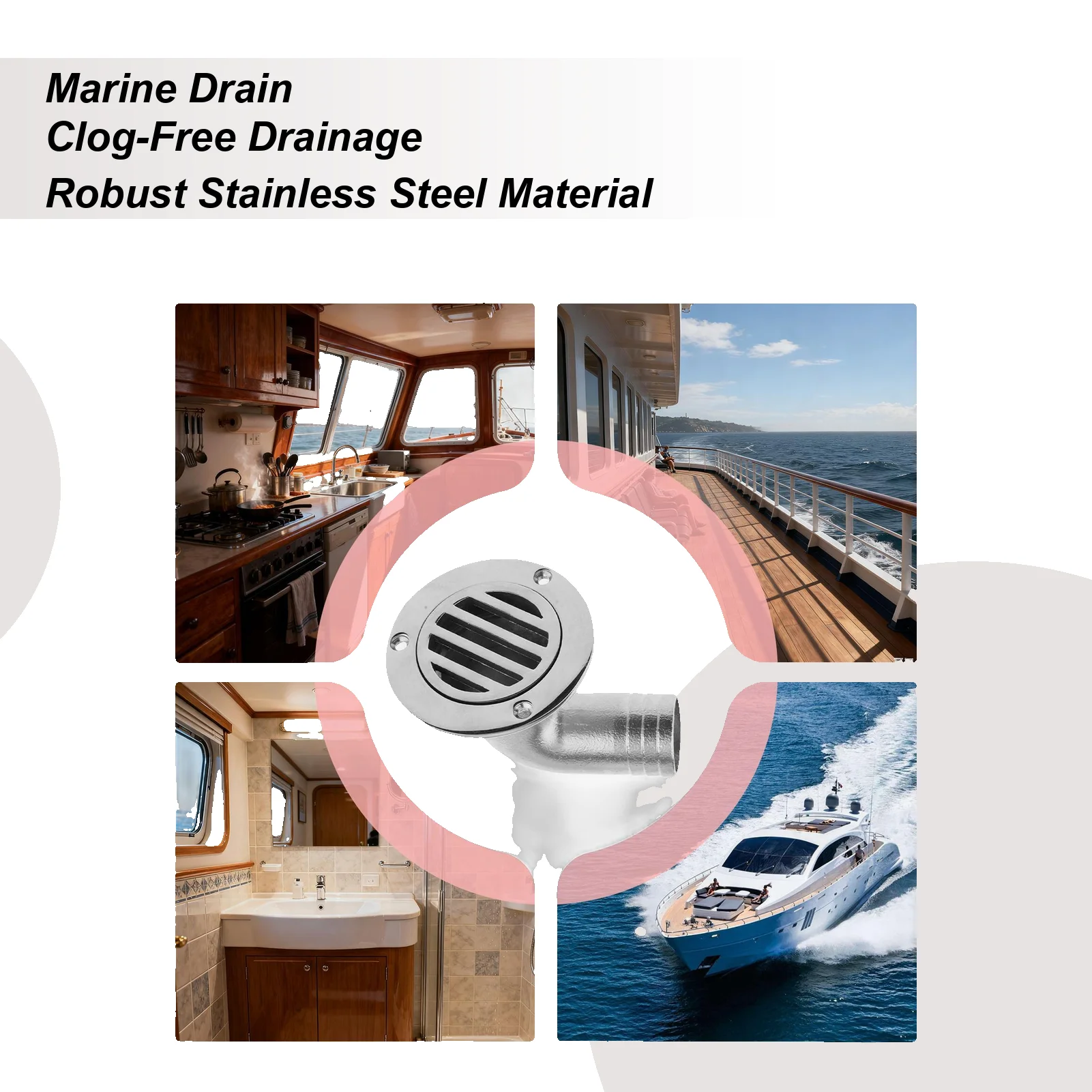 

Marine Floor Drain Stainless Steel Cover Floor Deck Drainage Cover For Marine Yacht Ship Outdoor Bathroom Kitchen Shower Sink