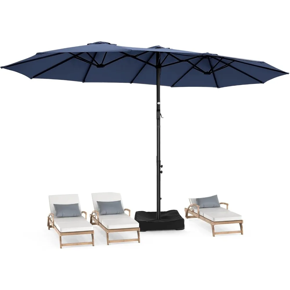 

15ft Large Patio Umbrellas with Base Included, Rectangle Oversized Double Sided Umbrella Outdoor Patio for Pool, Market, Deck