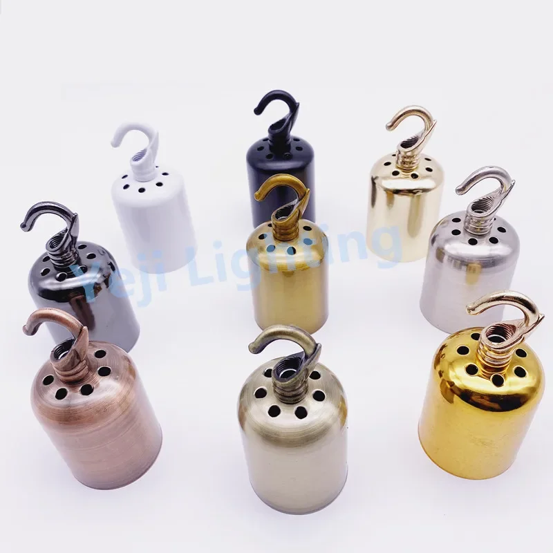 Vintage E27 socket ceramic lamp holder E27 screw lamp holder with hook Retro led pendant light lamp base high temperature resist