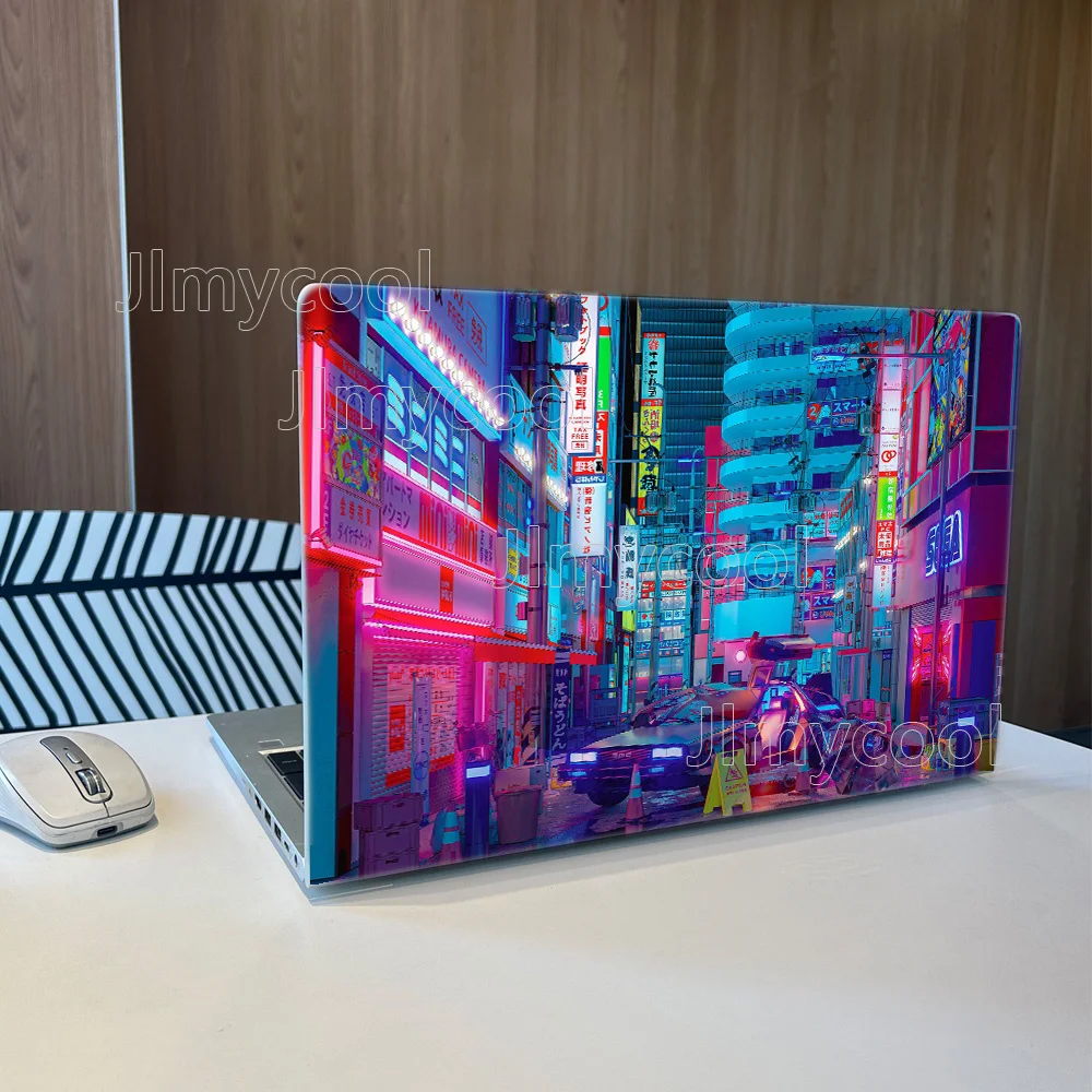 2 Pieces Vinyl Modern City Nights Laptop Sticker Self-adhesive Case for HP Lenovo Apple Easy To Install Decal Stickers