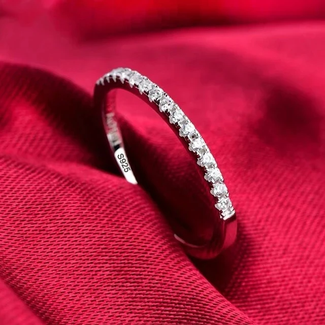 Luxury Pure 18K White Gold Color Tibetan Silver Ring Round Clear 5A Zircon Engagement Wedding Band Bridal Jewelry Gift for Women image 6