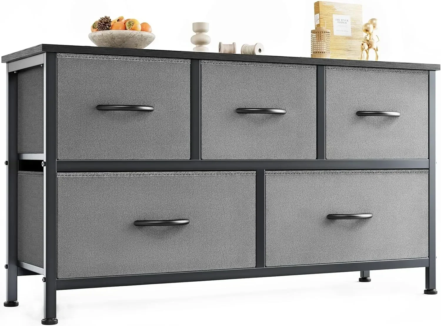 

Dresser Storage with 5 Organizer Closet Chest Small Clothes Fabric Cabinet, Kids Furniture Drawer Binis, Nightstand