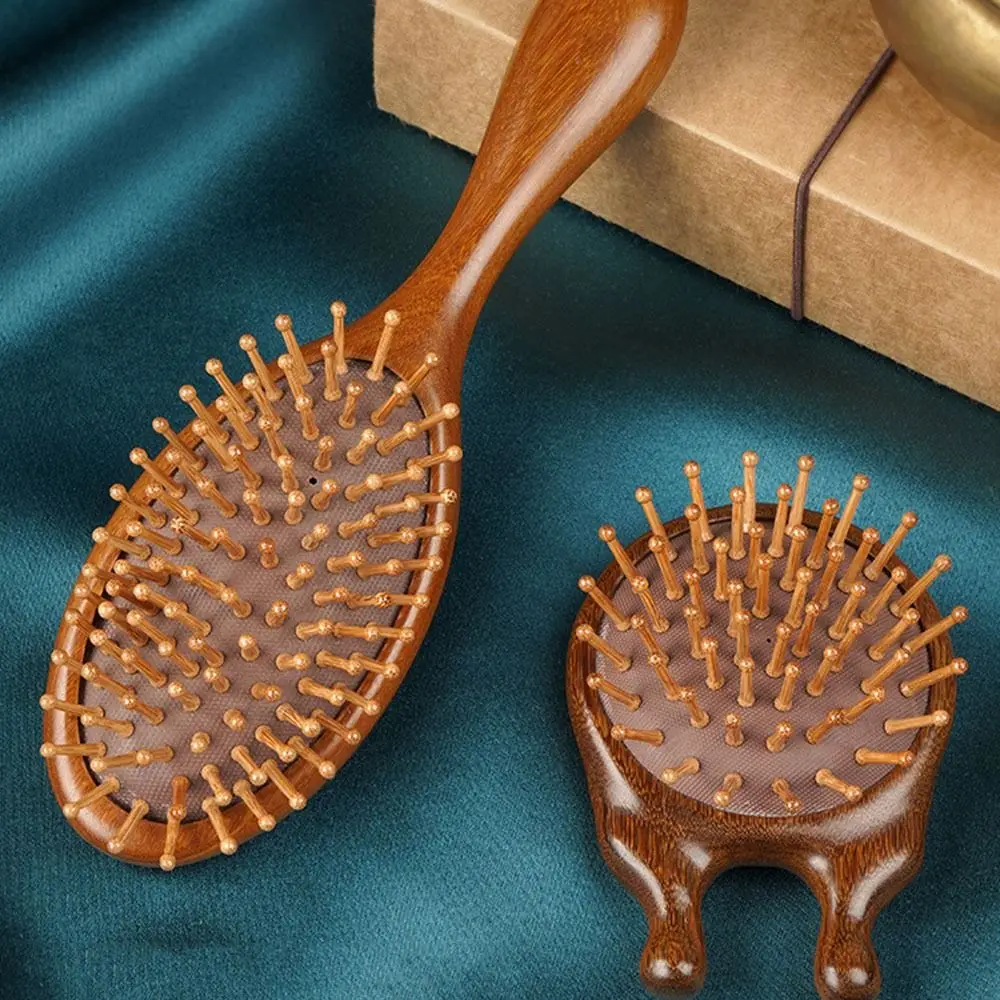 Golden Silk Sandalwood Air Bag Comb Scalp Massage Anti Static Air Cushion Comb Natural Green Sandalwood Gua Sha Comb Brush Men