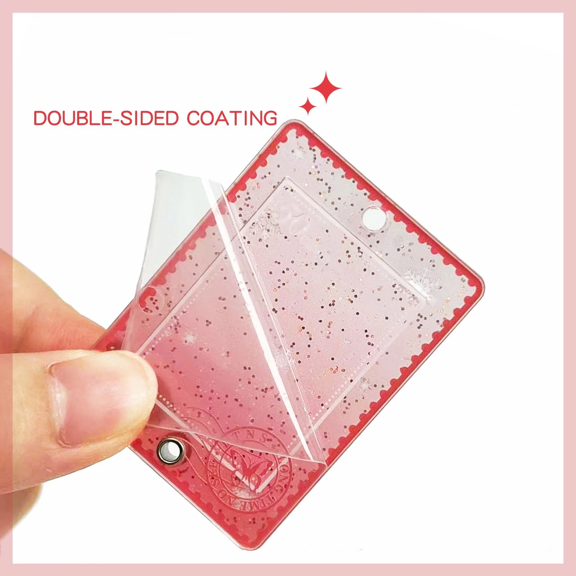 Creative Stamps Photo Frame Keychain Acrylic 1 Inch Photo Card Holder Organizer Idol Photo Storage Pendant Slide Card Case