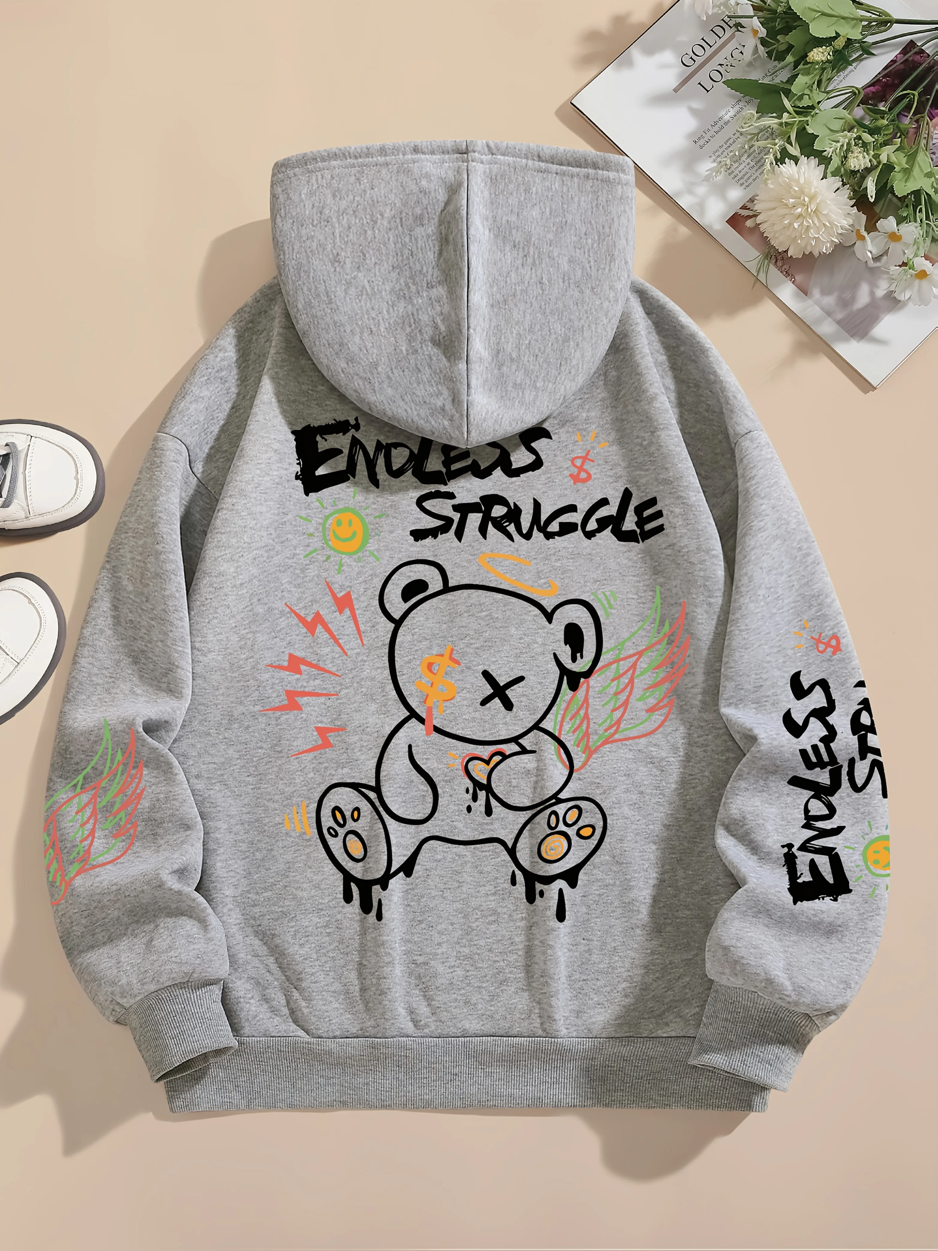 قميص البلوز الرجالي الجديد لربيع وخريف 2025 مناسب للبشرة وناعم كاجوال وعصري يتميز بطبعات الدب