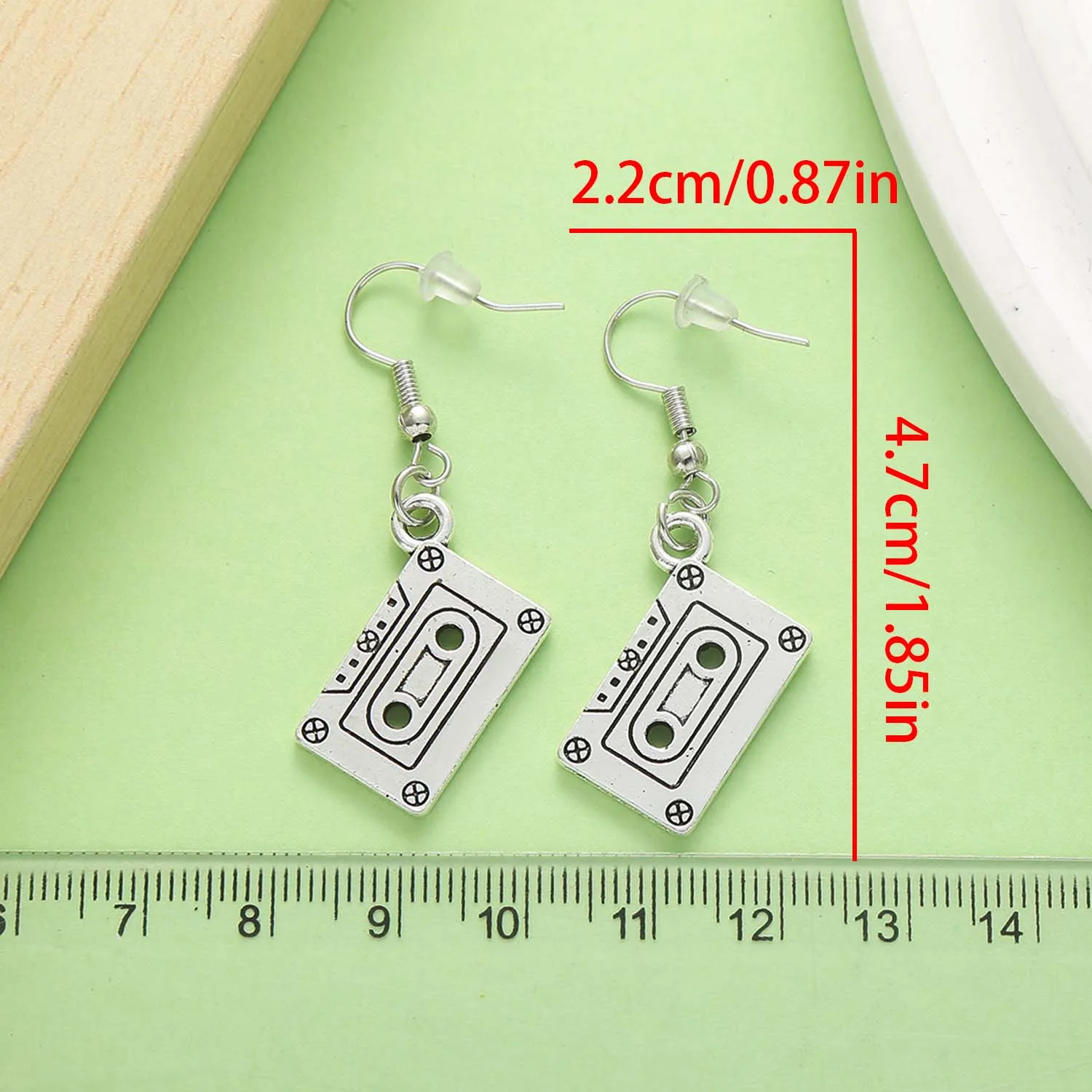 1Pair Rock Music Earrings, Alloy Microphone, Guitar, Organ, Tape Design Drop Earrings, Jewelry Gifts for Women Girls