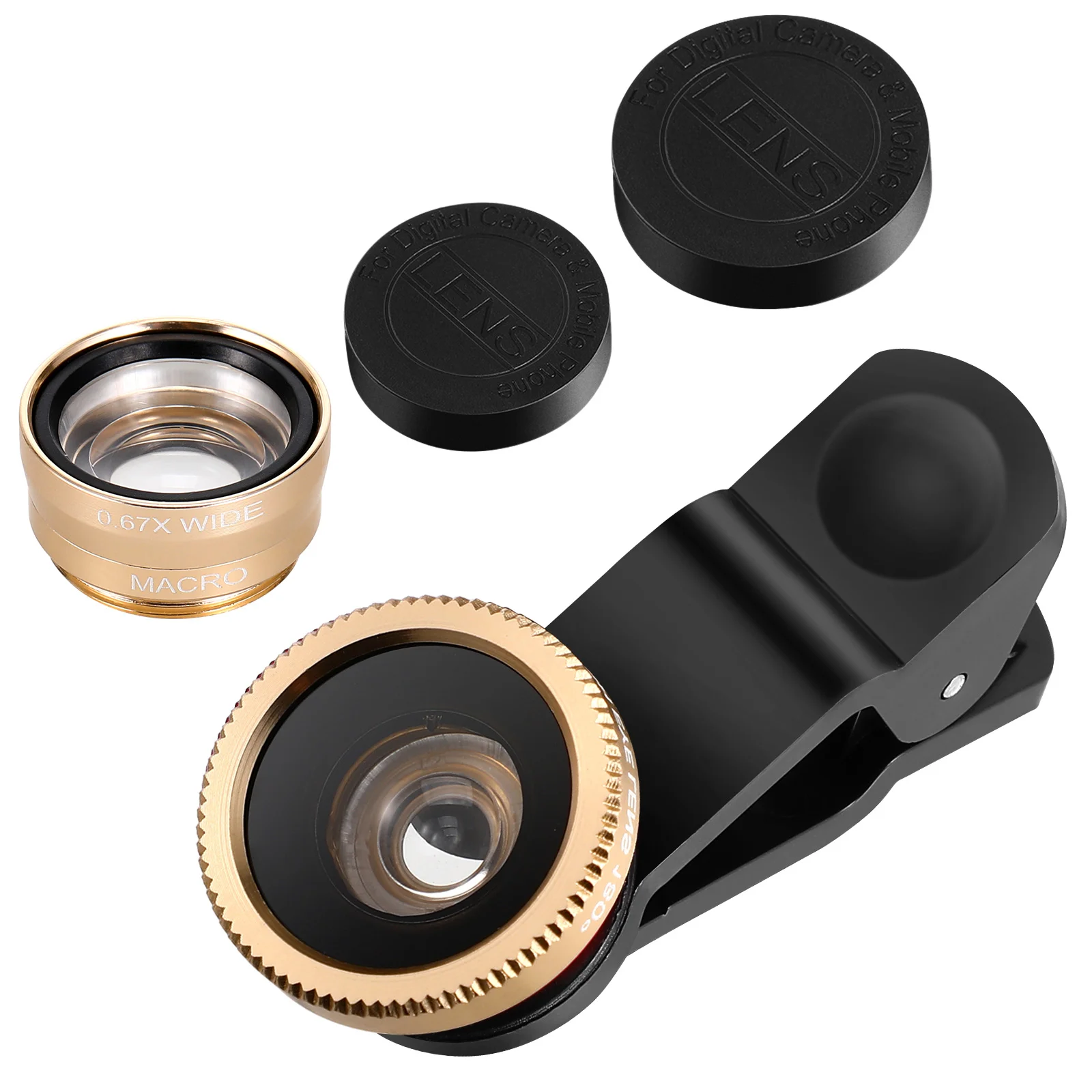 Universal Portable Cell Phone Camera Lens Super Wide Angle Lens Macro Lens and Fisheye Lens Clip on 3 in 1 Mobile Phone Lens for