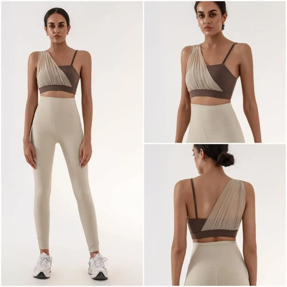 Simple Patchwork Yoga Vest Sleeveless Mesh Sports Crop Top Female Clothes Elastic Fitness Suit Bra Yoga