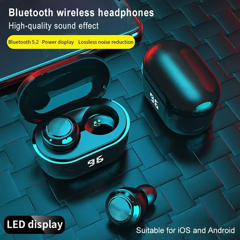 

A6 Wireless Headphones Bluetooth Headphones TWS 5.2 Breath Light Digital Display Earcaps Mini in Ear Sport Low Latency Earphone