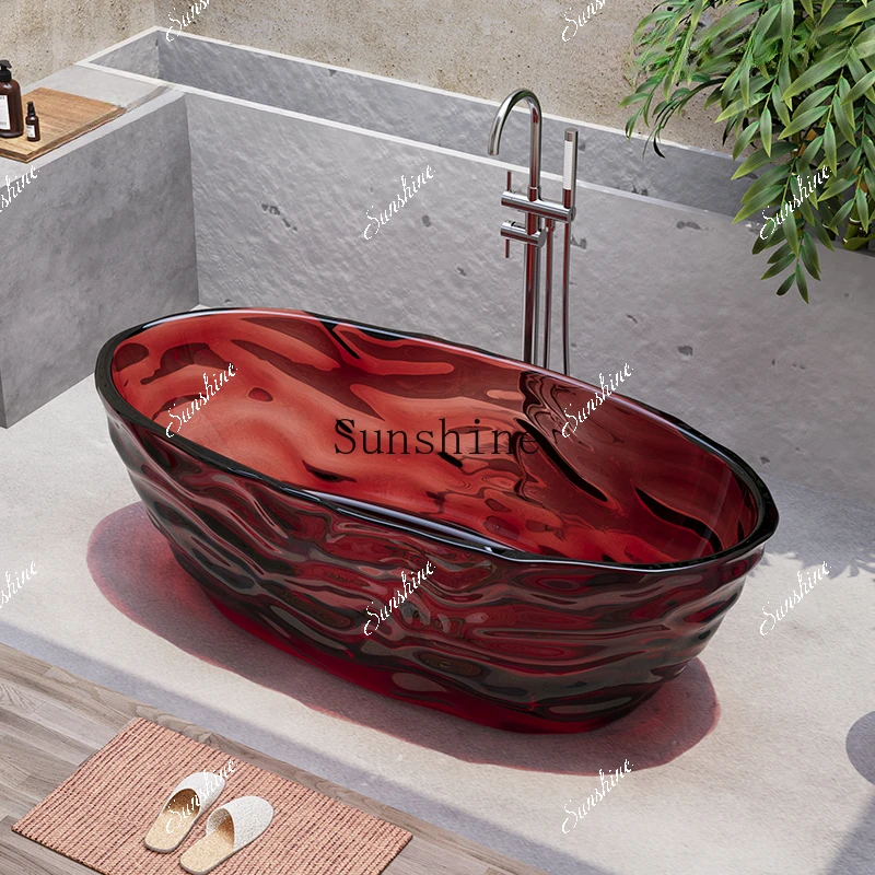 

Water ripple crystal transparent colorful resin mermaid bathtub freestanding FT