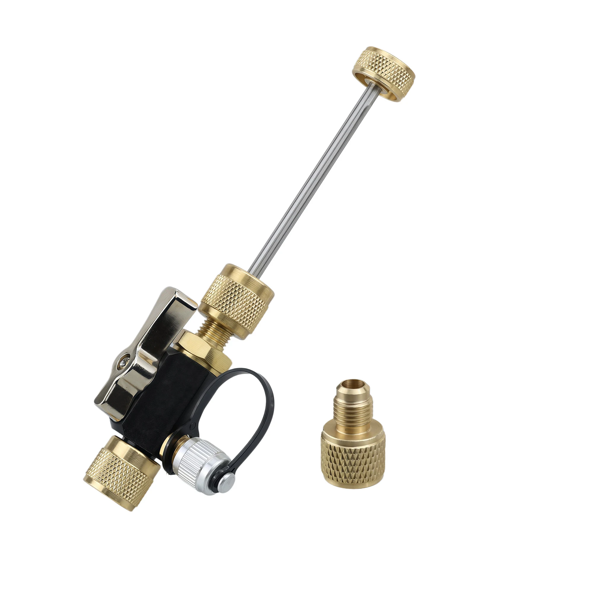 Valve Core Removal Tool Vacuum-Rated Valve Core Removal Tool Valve Core Disassembly R410A 5/16in Female Flare 1/4in Male Flare