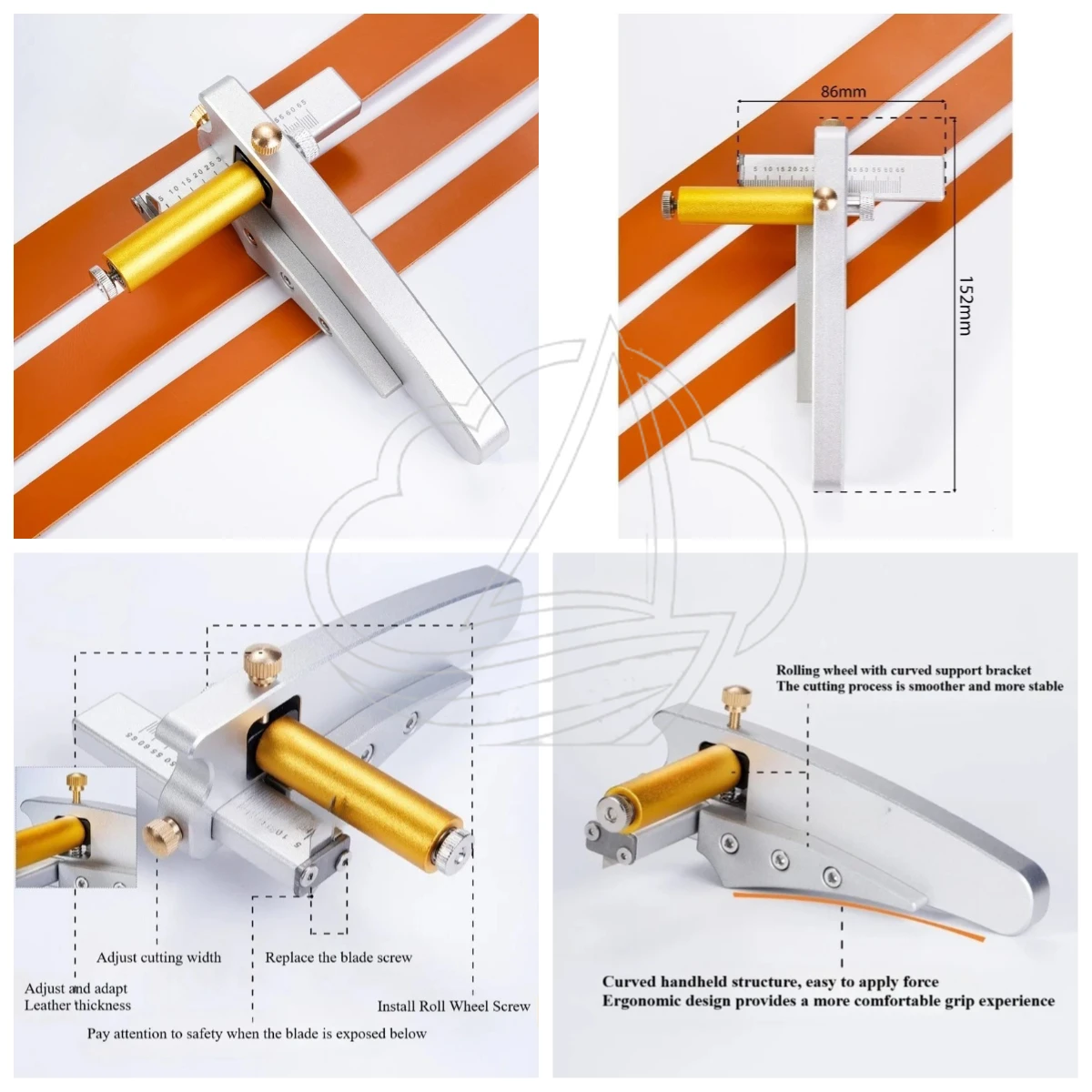 Aluminum Alloy Leather Strip Cutting Machine, Adjustable Width Thickness Manual Belt Cutter DIY Craft Accessories