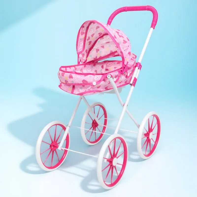 baby-umbrella-stroller-foldable-pink-large-pretend-play-set-for-girls-parent-child-bonding-toddler-stroller-pretend-play-set